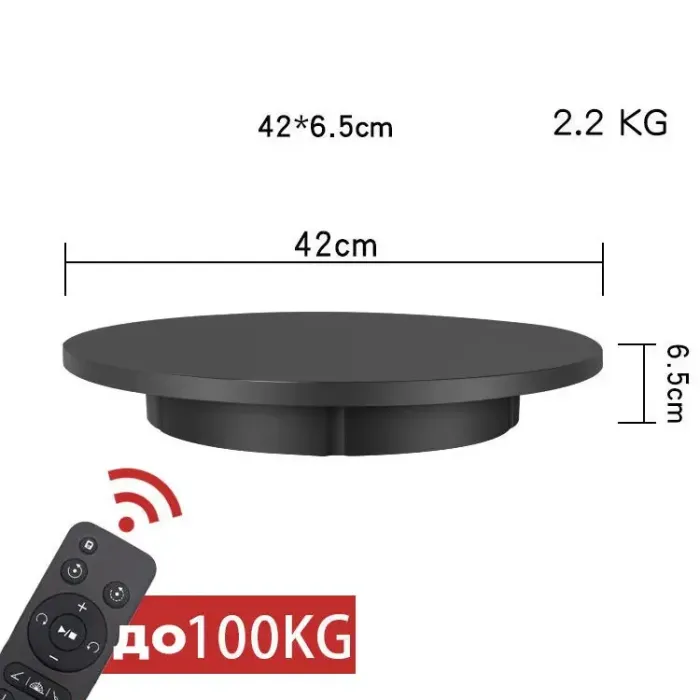 Поворотний, обертовий стіл для предметного знімання макрознімання Puluz DCA1271B 42 см навантаження до 100 кг! чорний