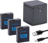 Комплект: зарядний пристрій (на 3 акумулятори) + 3 акумулятори GoPro Hero 13