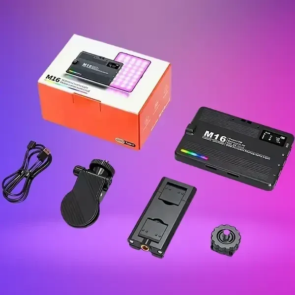 LED-світло (mini LED) M16 RGB (кольоровий) з можливістю кріплення на смартфон і вбудований акумулятор