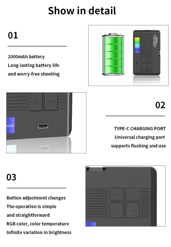 LED-світло M140 RGB Pocket Fill Light з можливістю кріплення на смартфон і з вбудованим акумулятором