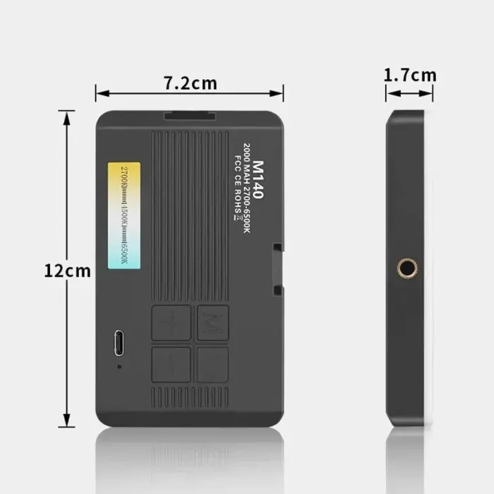 Накамерне світло M140 RGB Pocket Fill Light з можливістю кріплення на смартфон і з вбудованим акумулятором