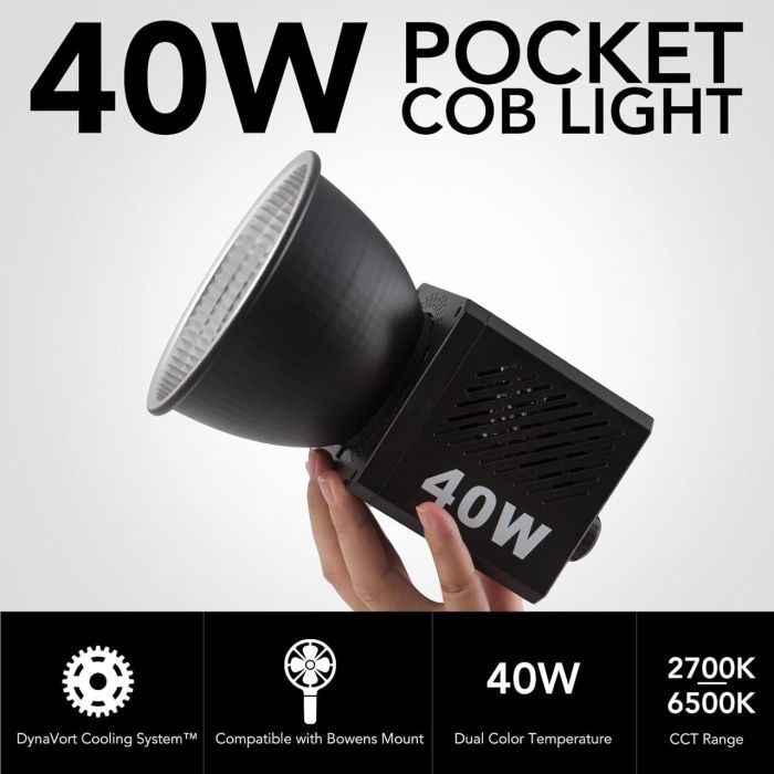 LED-світло, освітлювач, студійне світло M60 40W (2500-6500K) з вбудованим акумулятором на 3400 ma та тримачем