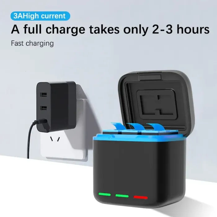 Зарядний пристрій — бокс для зберігання 3 акумуляторів GoPro Hero 5, 6, 7, 8 (HD-578)