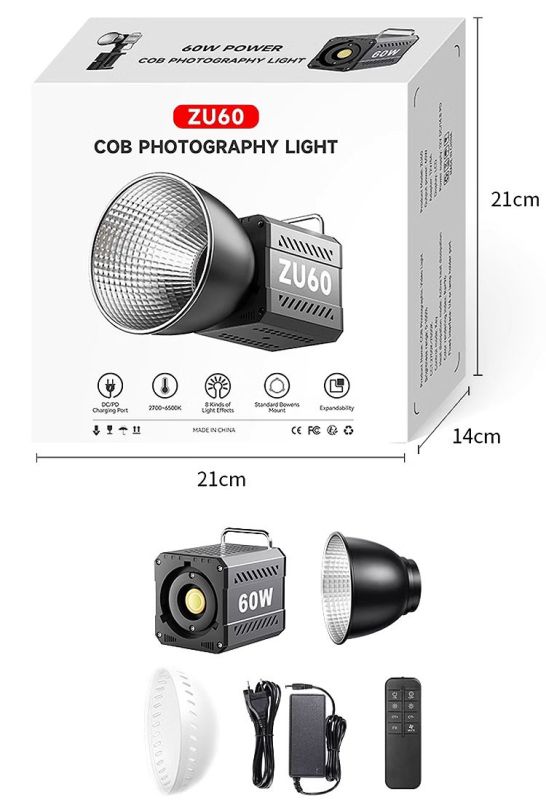 LED-світло, освітлювач, студійне світло ZU60 60W (2700-7500K)