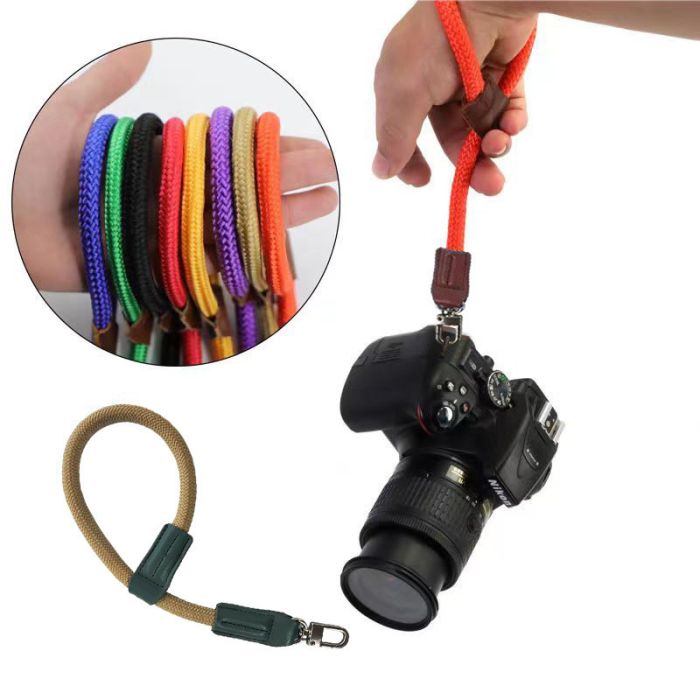 Стильний універсальний кистьовий ремінь (ремінець), мотузка, з металевим карабіном для фотоапаратів жовтий