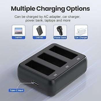 Зарядний пристрій для 3 акумуляторів DJI Osmo Action 5 Pro, Action 4, Action 3