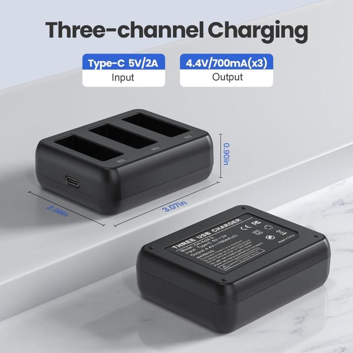 Зарядний пристрій для 3 акумуляторів DJI Osmo Action 5 Pro, Action 4, Action 3