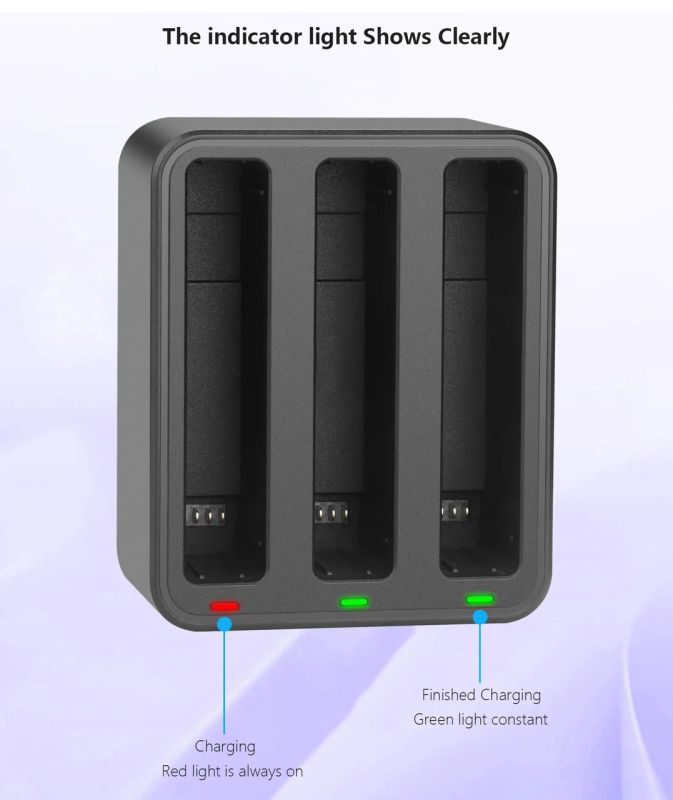 Комплект: зарядний пристрій для 3 акумуляторів Insta360 X4 + 2 акумулятор