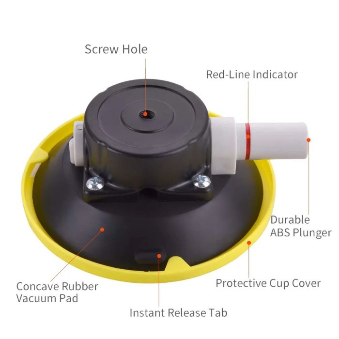 4,5" (115 мм) потужна насосна плунжерна присоска з 5.8" (191 мм) шарнірним кронштейном, кріпленням magic arm