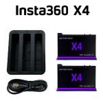 Комплект: зарядний пристрій для 3 акумуляторів Insta360 X4 + 2 акумулятор