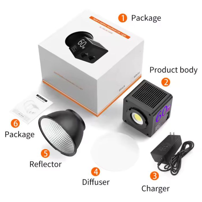 LED-світло, освітлювач, студійне світло Mamen SL-C60R (2500K-6500K+ RGB) з вбудованим акумулятором