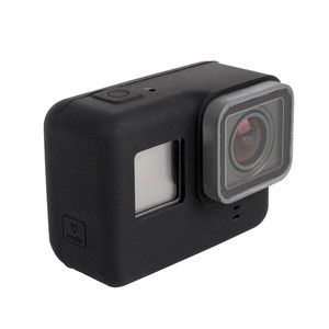 Силіконовий чохол, футляр з кришкою на об'єктив для екшн камер GoPro Hero 5, 6, 7 - чорний (код № XTGP347)