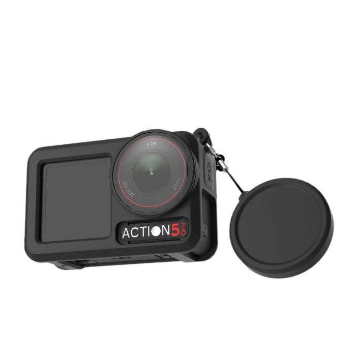 Силіконовий захисний чохол із кришкою-ковпачком для камер DJI Action 5 Pro/Action 4/Action 3 — чорний