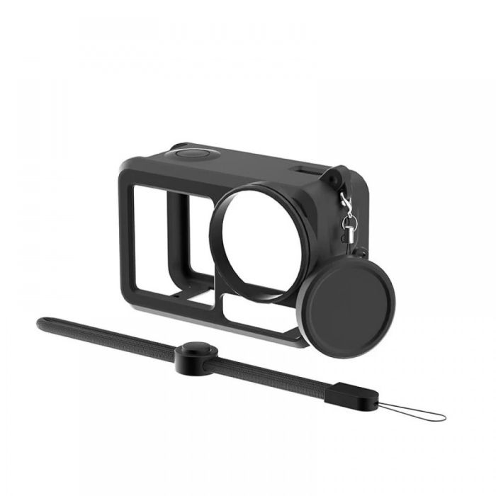 Силіконовий захисний чохол із кришкою-ковпачком для камер DJI Action 5 Pro/Action 4/Action 3 — чорний