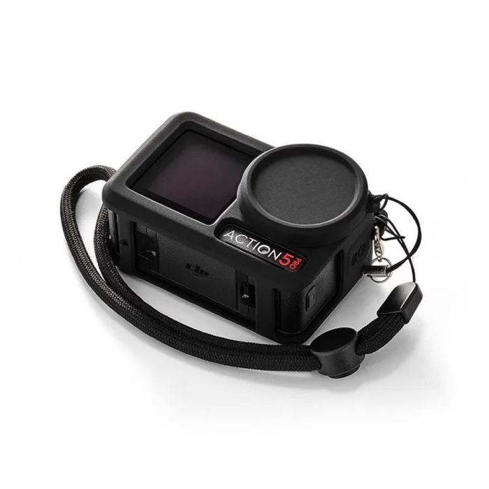 Силіконовий захисний чохол із кришкою-ковпачком для камер DJI Action 5 Pro/Action 4/Action 3 — чорний
