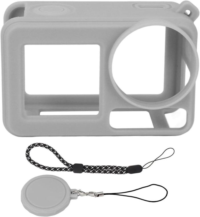 Силіконовий захисний чохол із кришкою-ковпачком для камер DJI Action 5 Pro/Action 4/Action 3 — сірий