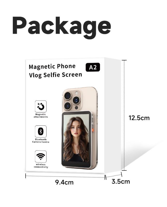 A2 Vlog Selfie Monitor — магнітний екран для селфі та стримів для задньої камери смартфона