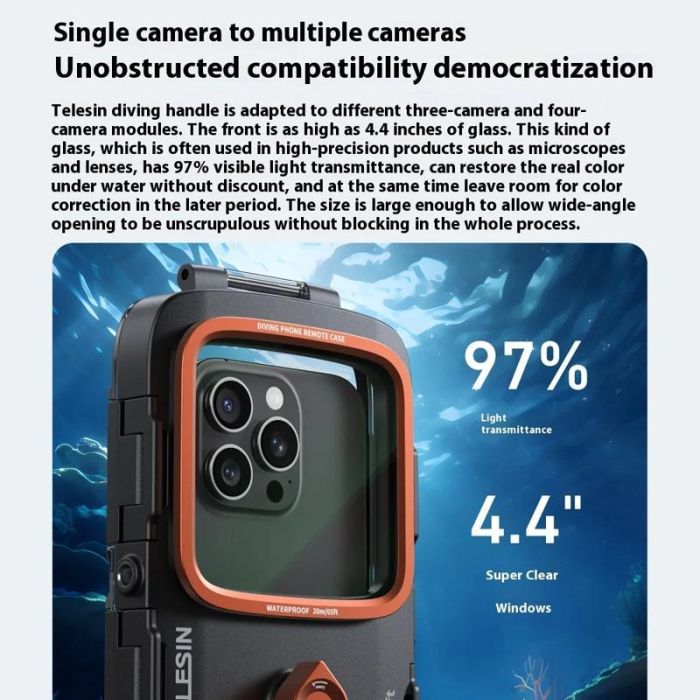 Аквабокс водонепроникний бокс для підводного знімання дайвінгу для телефона (смартфона) Telesin P4-WTP-06