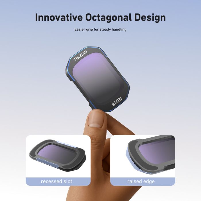 Набір світлофільтрів Telesin (CPL+ND16+Black Diffusion 1/4) для DJI Osmo Pocket 3 (код S5-FLT-37-TDJ) — 3 шт.