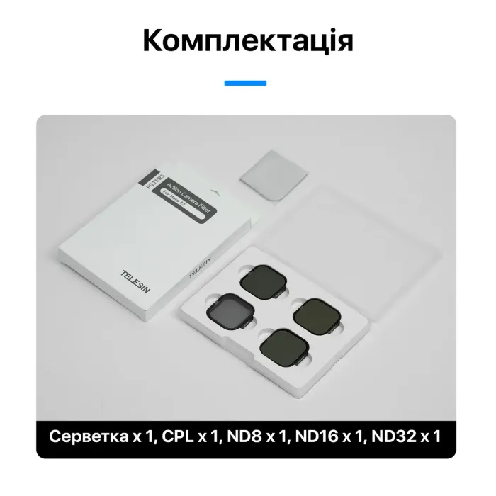 Набір світлофільтрів Telesin CPL+ND8/16/32 для GoPro Hero 13 (код S5-FLT-13-TGP) — 4 шт.