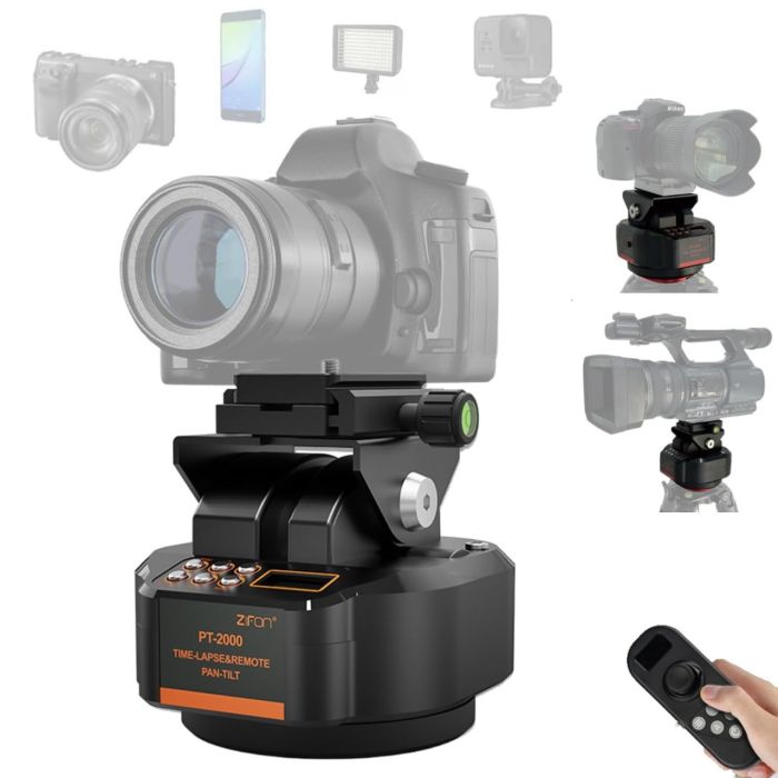Обертовий моторизований штатив — головка з пультом керування PT-2000 від Zifon для фотоапаратів і камер (2.2 кг)