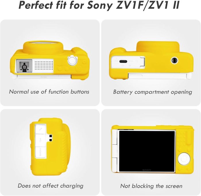 Захисний силіконовий чохол для фотоапаратів SONY ZV-1F, ZV-1, ZV-1 II — жовтий