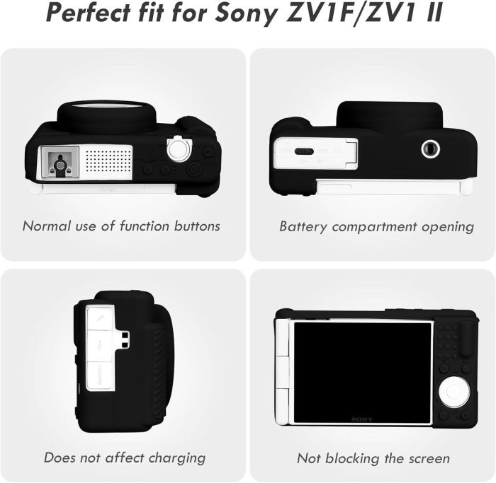 Захисний силіконовий чохол для фотоапаратів SONY ZV-1F, ZV-1, ZV-1 II — чорний
