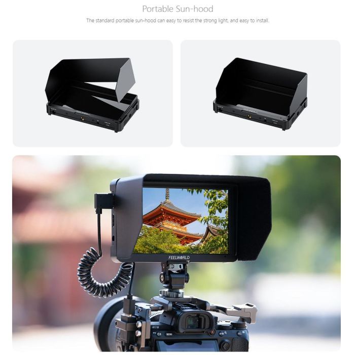 Накамерний монітор, дисплей FeelWorld 6" дюймовий T6, 450 cd/m2, HDMI 4K, 1920x1080 IPS — альмінієвий корпус