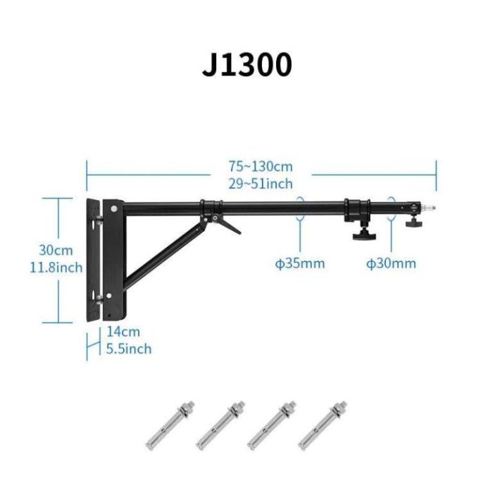 Настінний розсувний кронштейн-кріплення Selens J1300 (75-130 см) для студійного обладнання