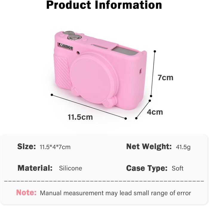 Захисний силіконовий чохол із кришкою для фотоапаратів CANON Powershot SX740, SX730 — рожевий