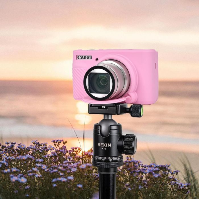 Захисний силіконовий чохол із кришкою для фотоапаратів CANON Powershot SX740, SX730 — рожевий