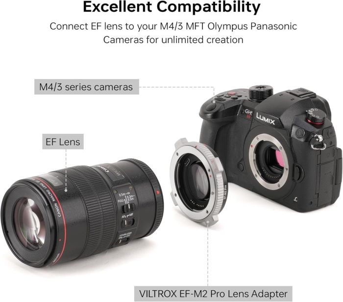 Адаптер Viltrox EF-M2 PRO Speed Booster для Canon EF на байонет Micro 4/3 (Panasonic, Olympus, Blackmagic)
