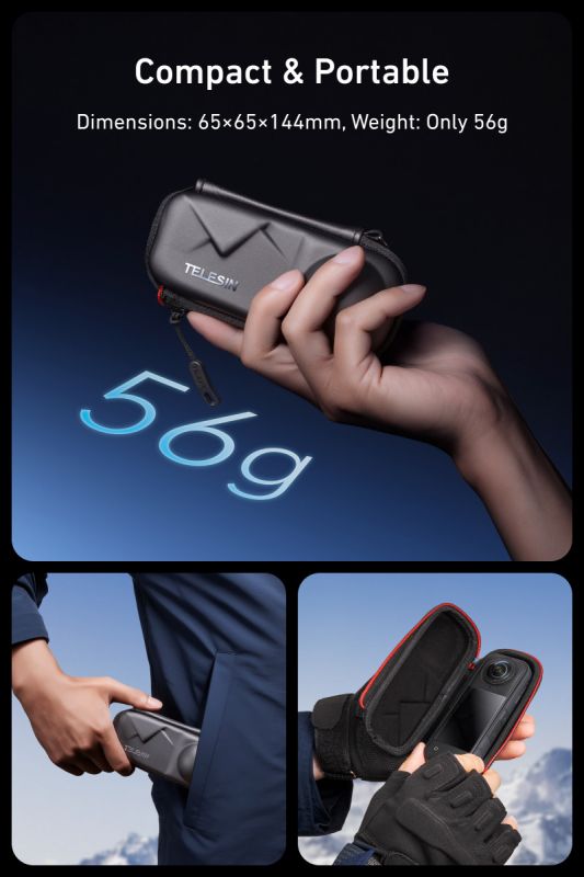 Кейс, футляр, чохол для камери Insta360 X5, Insta360 X4 TELESIN (S6-PRC-19-TIS)