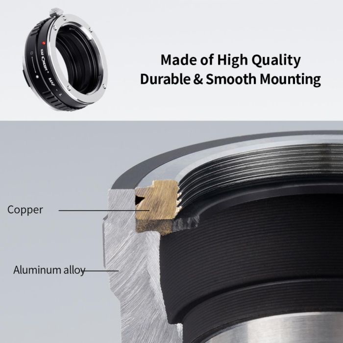 Адаптер K&F Concept MAF-L для об'єктивів Sony A (Minolta AF) на байонет L-mount (LEICA-L, PANASONIC L, SIGMA L)