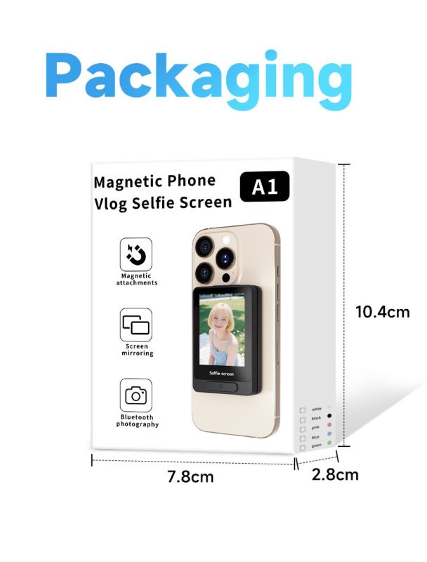 A1 Vlog Selfie Monitor — магнітний екран для селфі та стримів для задньої камери смартфона