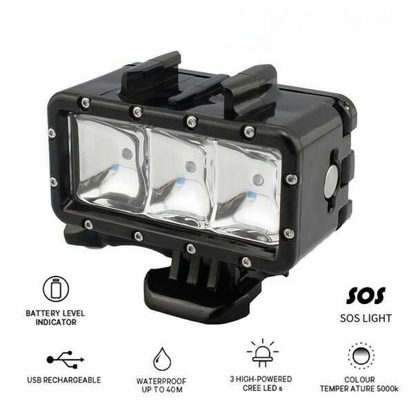 Лампа LED водонепроникна від SHOOT, підсвічування для екшн-камер Xiaomi YI, SJCam, GoPRO (код № XTGP253)