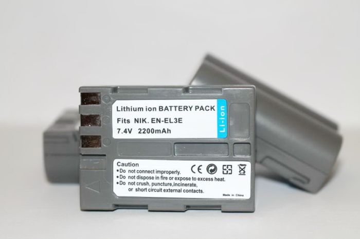 Акумулятори для фотоапаратів NIKON D50, D70, D80, D90, D100, D200, D300, D700 - EN-EL3e (аналог) - 2200 ma