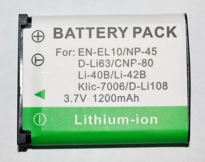 Акумулятори для фотоапаратів Pentax Optio L30, L36, M30, V10, T30, W30, M40 - D-LI108/D-Li63 - 1200 ma
