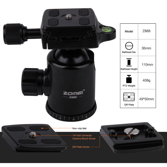 Штатив + монопод фірми ZOMEI для фотоапаратів - Z888 (Z818) зі штативною головкою