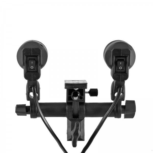 Тримач 2-х ламп (патронних спалахів) з патронами E27 та отвором для фото-парасольки