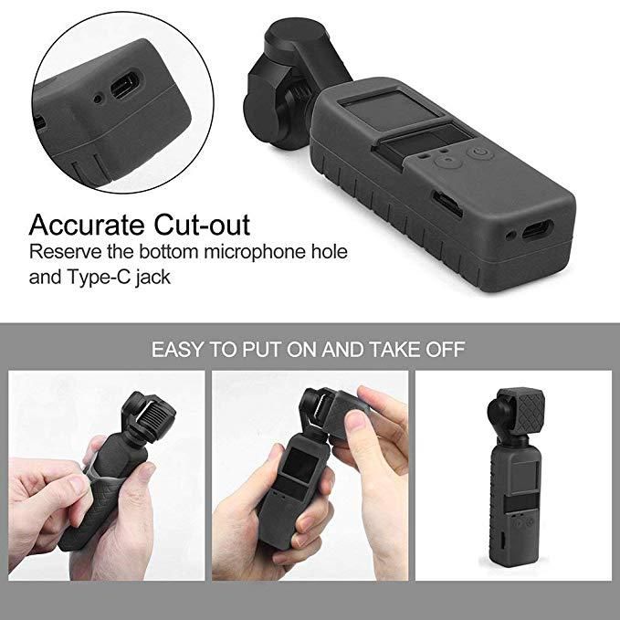 Силіконовий чохол для камери та ковпачок-кришка для DJI Osmo Pocket - чорний (код XT-533)