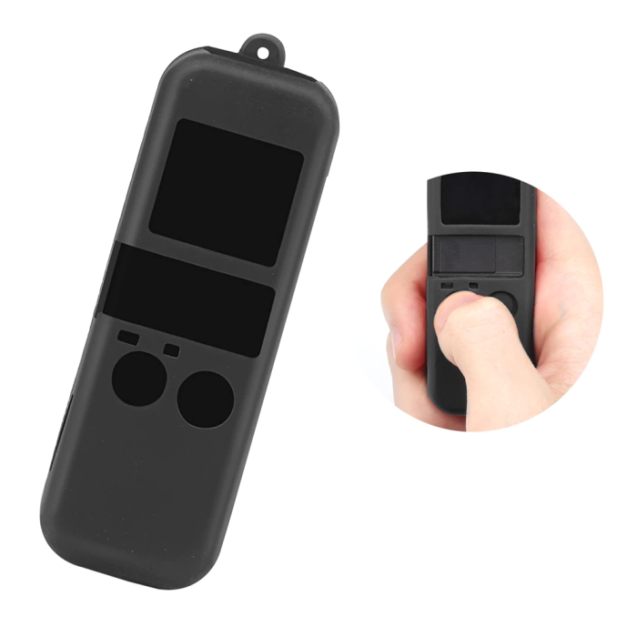 Силіконовий чохол для DJI Osmo Pocket зі страхувальним ремінцем - чорний (код XT-534)