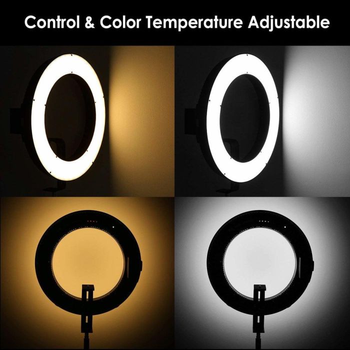 Кільцевий LED освітлювач TRIOPO (14") з димером та дистанційним пультом - для портретної, б'юті та селфі зйомки