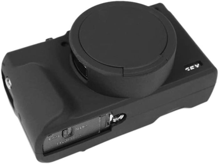 Захисний силіконовий чохол із кришкою для фотоапаратів CANON G5X Mark II - чорний