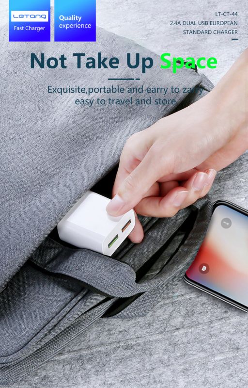 Мережевий адаптер Letang CT-44 - 2 х USB (5V-2.4A) -