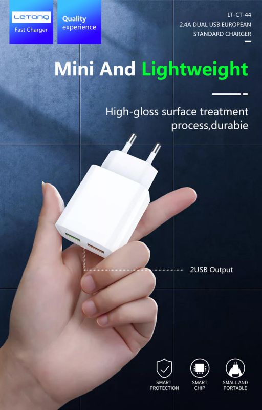 Мережевий адаптер Letang CT-44 - 2 х USB (5V-2.4A) -