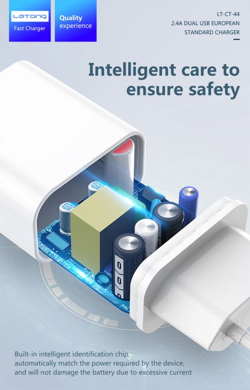 Мережевий адаптер Letang CT-44 - 2 х USB (5V-2.4A) -
