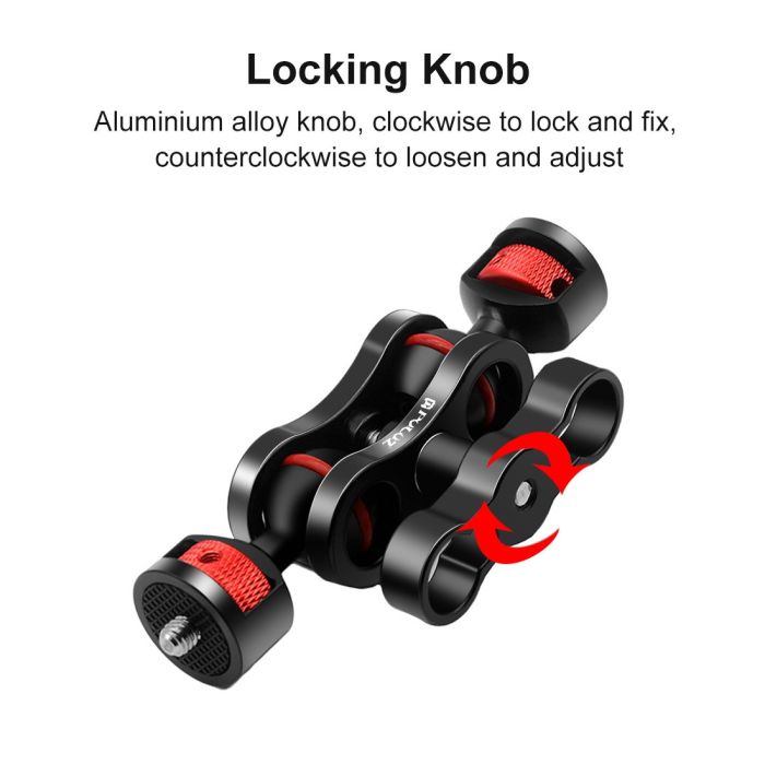 Кріплення - подвійний шарнірний тримач - з різьбленням на 1/4 - Magic Arm Puluz PU3074B