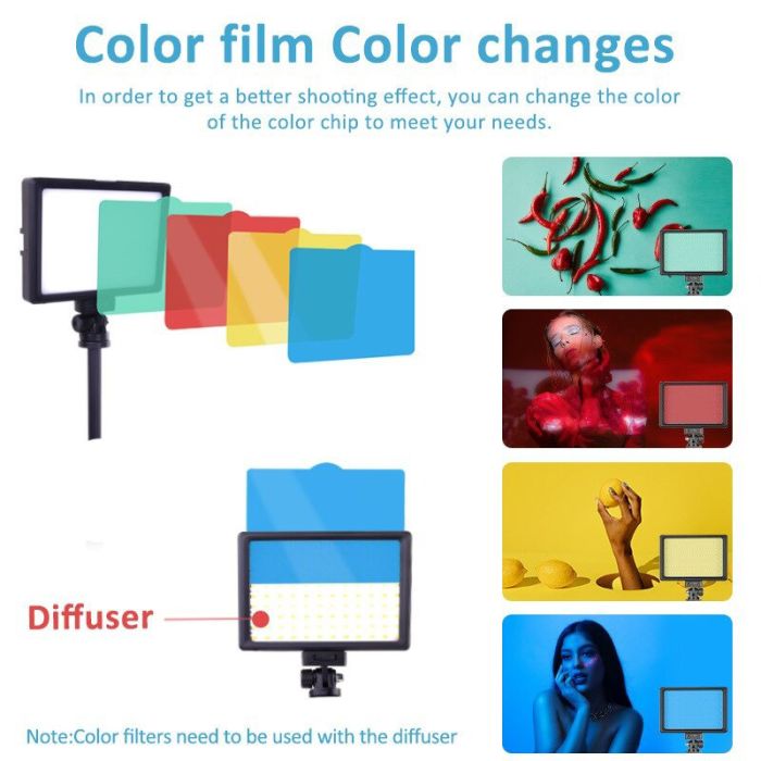 Комплект LED світла LPL-01 (LED світильник зі стійкою та 4-ма кольоровими світлофільтрами) для предметної зйомки