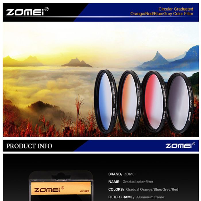 Градієнтний світлофільтр ZOMEI 67 мм - сірий (grey)